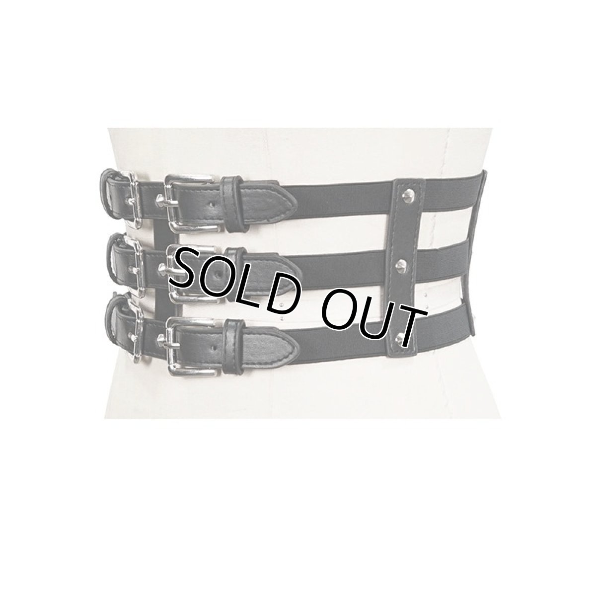 画像8: Punk three horizontal metal buckle girdle / コルセットベルト【Devil Fashion】 (8)