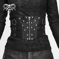 画像1: Coarse grain leather fitted waist zipper up/ コルセットベルト【Devil Fashion】 (1)