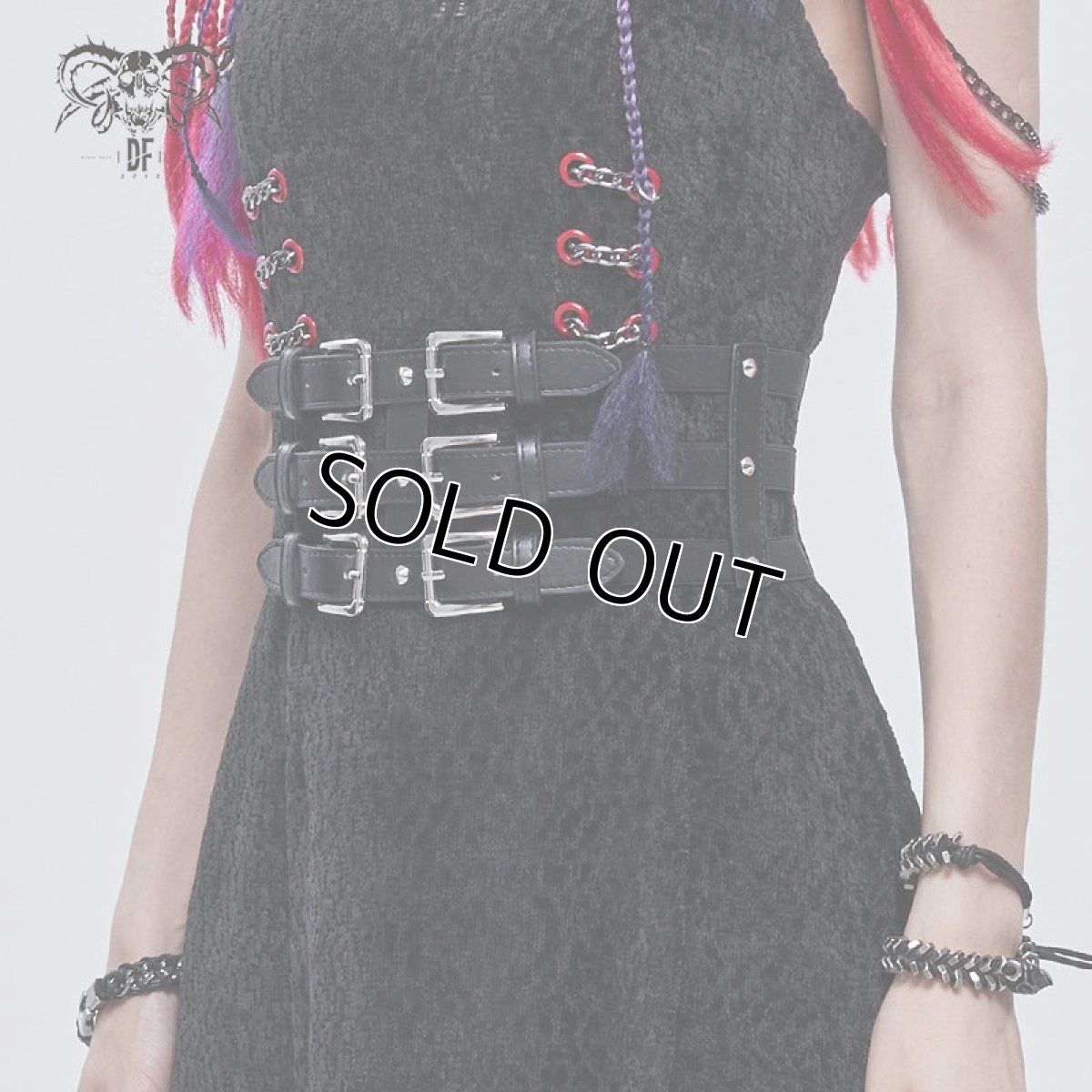 画像5: Punk three horizontal metal buckle girdle / コルセットベルト【Devil Fashion】 (5)