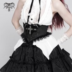 画像5: Gothic dark pattern jacquard corset / コルセットベルト【Devil Fashion】 (5)