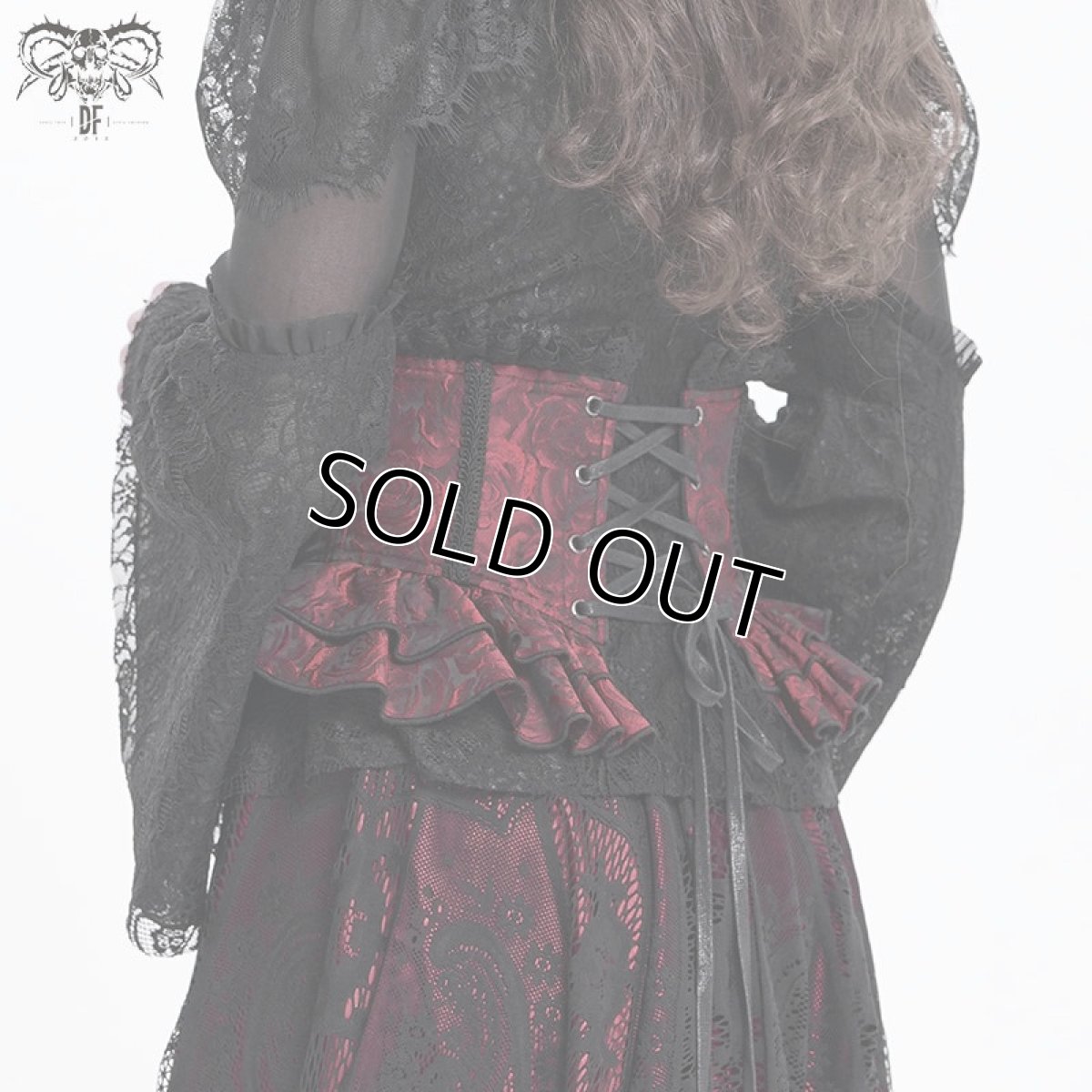 画像6: Red and Black women Gothic rose zipper jacquard lace corset / コルセットベルト【Devil Fashion】 (6)