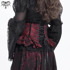 画像6: Red and Black women Gothic rose zipper jacquard lace corset / コルセットベルト【Devil Fashion】 (6)