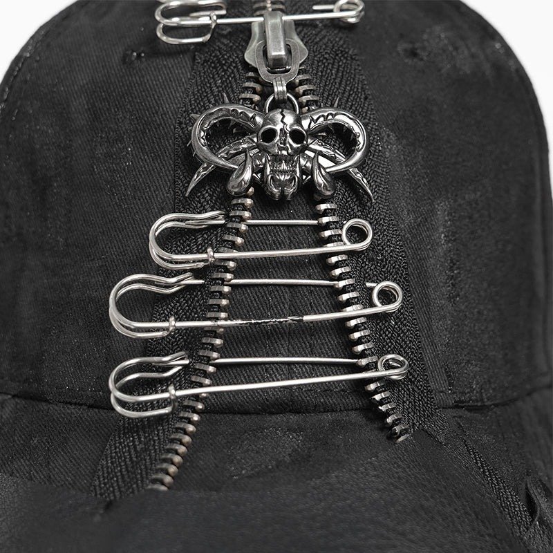 Punk hand-painted safety pin baseball cap / キャップ【Devil