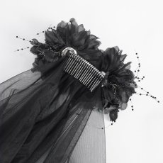 画像10: Black beaded and diamond big flower veil / ベール【Devil Fashion】 (10)