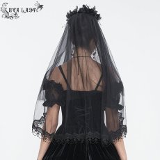 画像6: Black beaded and diamond big flower veil / ベール【Devil Fashion】 (6)
