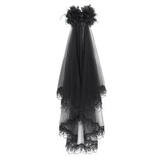画像7: Black beaded and diamond big flower veil / ベール【Devil Fashion】 (7)