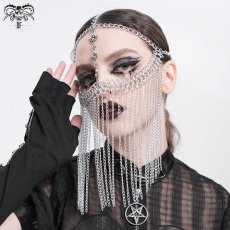 画像2: Long chain tassel mask chain headdress / チェーンマスク【Devil Fashion】 (2)