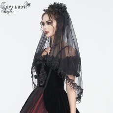 画像5: Black beaded and diamond big flower veil / ベール【Devil Fashion】 (5)