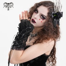 画像2: Black Rose Flower Mid-Length Strap Gloves / アームカバー【Devil Fashion】 (2)