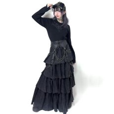 画像3: Punk distressed long tiered skirt / スカート【Devil Fashion】 (3)