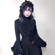 画像3: Women gothic big flared sleeves lace up blouse / ブラウス【Devil Fashion】 (3)