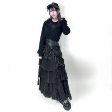 画像4: Punk distressed long tiered skirt / スカート【Devil Fashion】 (4)