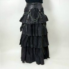 画像2: Punk distressed long tiered skirt / スカート【Devil Fashion】 (2)
