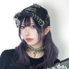 画像2: Punk hand-painted safety pin baseball cap / キャップ【Devil Fashion】 (2)