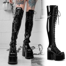 画像1: [取り寄せ]CAMEL-300 / エナメル / ニーハイブーツ【DEMONIA】 (1)