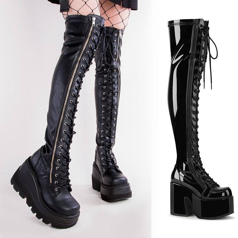 取り寄せ]SHAKER-374 / 厚底ニーハイブーツ【DEMONIA】 | Spider Rock Web