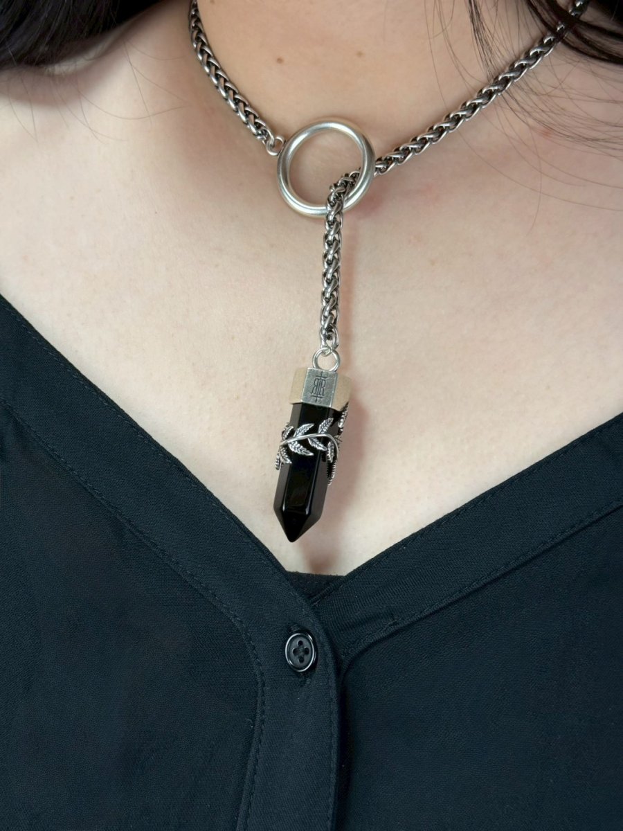 画像2: CRYSTAL FERN O-RING NECKLACE / ネックレス【Restyle】 (2)