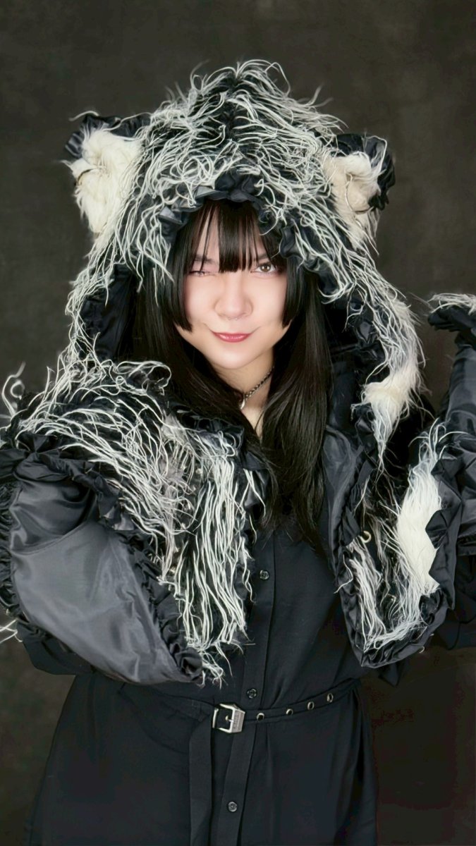 画像16: Long Hair Cat Ears Punk Hooded Scarf / フード付きマフラー【Devil Fashion】 (16)