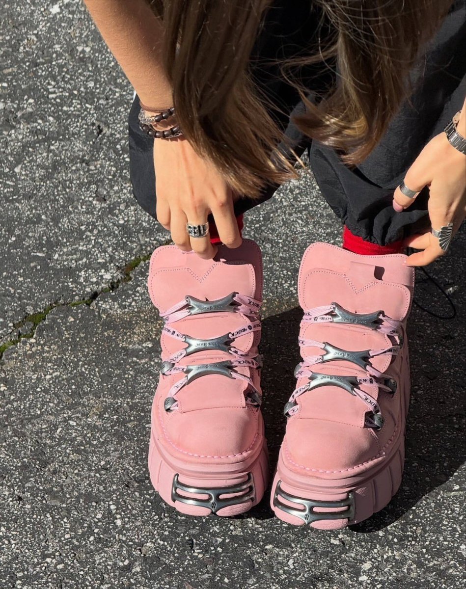 画像19: [取り寄せ] M-106-C158 / ピンクスエード / 厚底スニーカー / 本革【NEW ROCK】 (19)