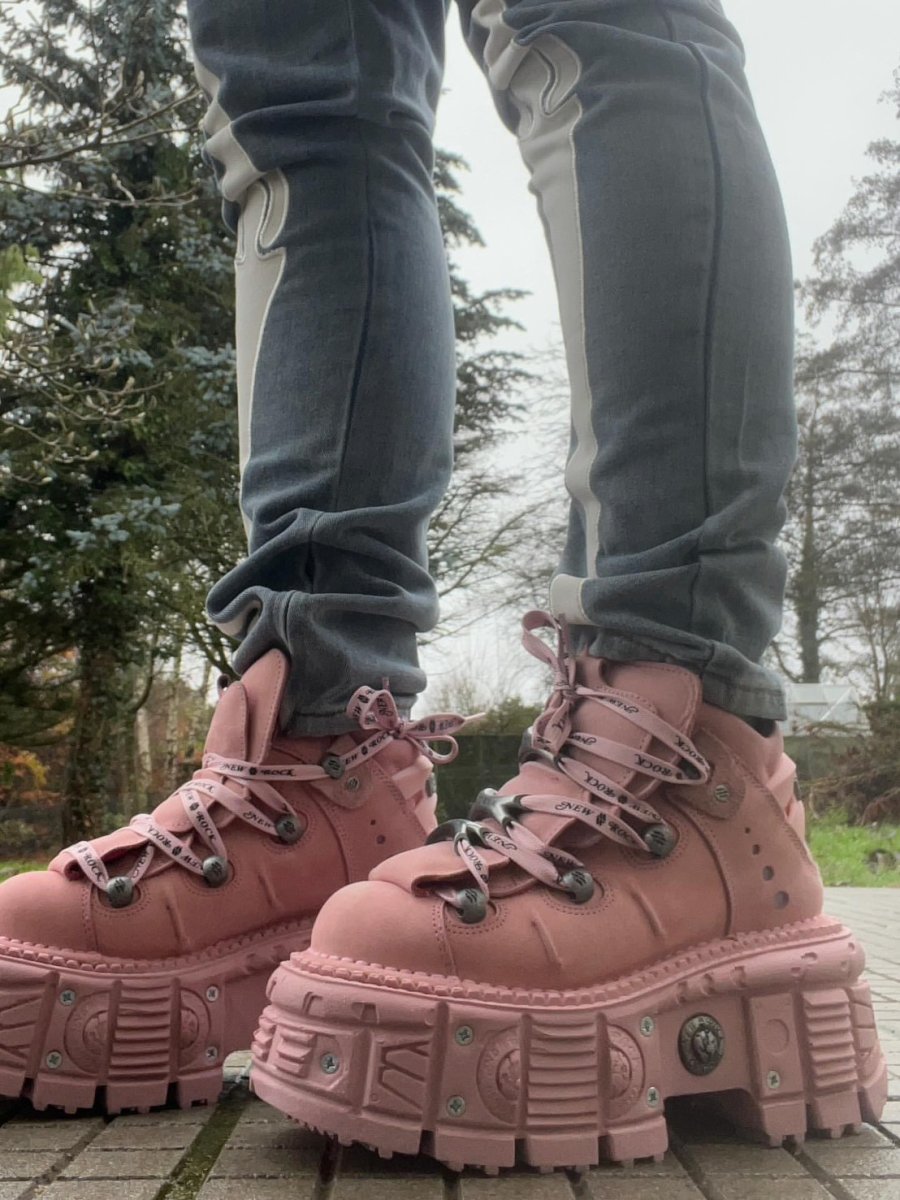 画像16: [取り寄せ] M-106-C158 / ピンクスエード / 厚底スニーカー / 本革【NEW ROCK】 (16)