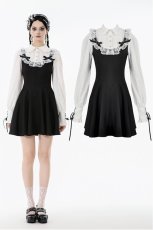 画像1: Dolly Lolita Style Faux Two-Piece Ribbon Dress / ワンピース【DARK IN LOVE】 (1)