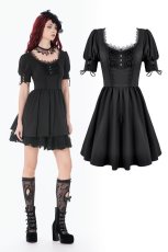 画像1: Gothic Lace Square-Neck Puff Sleeve Dress / ワンピース【DARK IN LOVE】 (1)