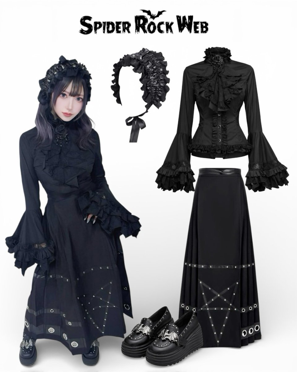 画像17: Women gothic big flared sleeves lace up blouse / ブラウス【Devil Fashion】 (17)