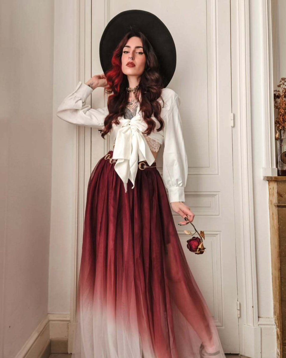 画像12: Shade Empress / RedxWhite / 闇の女王 / マキシスカート【KILL STAR】 (12)