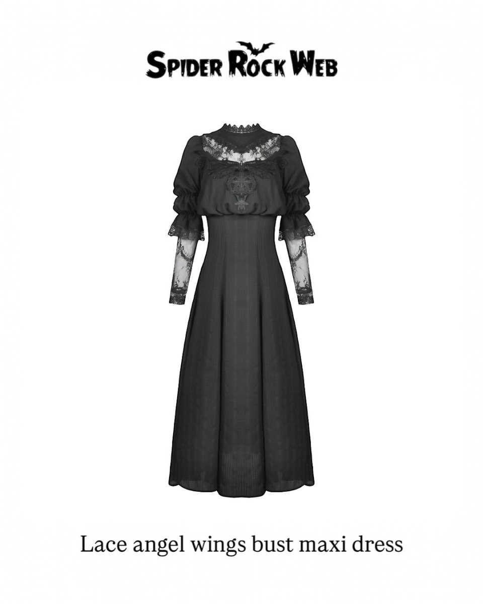 画像16: Gothic cutout sexy lace angel wings bust maxi dress / ワンピース【DARK IN LOVE】 (16)