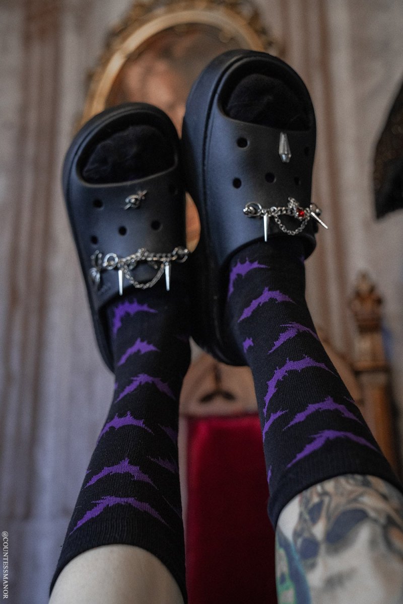 画像3: Creepy Crew Socks / Purple Bats / ソックス【VampireFreaks】 (3)