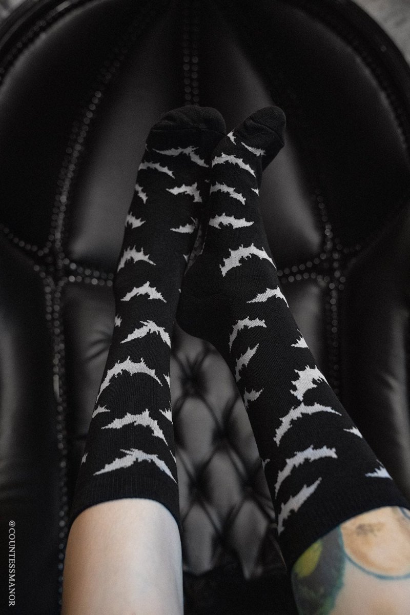 画像2: Creepy Crew Socks / White Bats / ソックス【VampireFreaks】 (2)