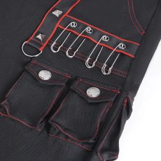 画像11: 【Mens】Twill material contrasting red thick thread wide leg/ ワイドパンツ【Devil Fashion】 (11)