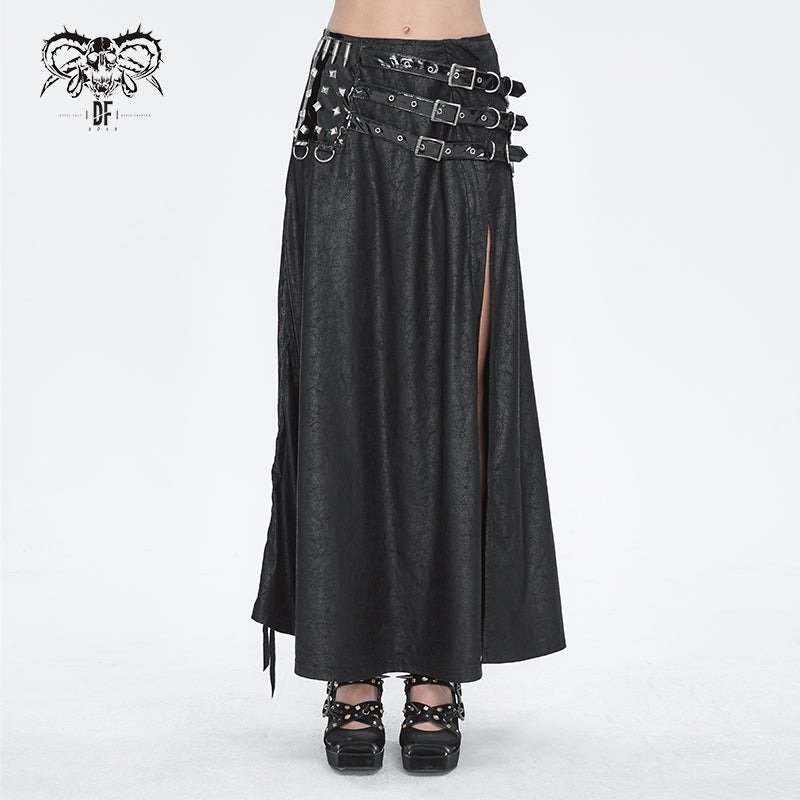 Stretchy glazed /レザーロングスカート【Devil Fashion】 | Spider