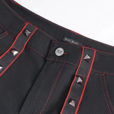 画像10: 【Mens】Twill material contrasting red thick thread wide leg/ ワイドパンツ【Devil Fashion】 (10)