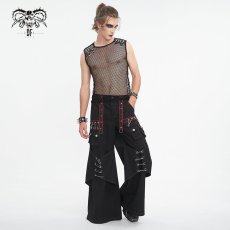 画像5: 【Mens】Twill material contrasting red thick thread wide leg/ ワイドパンツ【Devil Fashion】 (5)