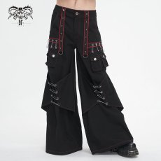 画像2: 【Mens】Twill material contrasting red thick thread wide leg/ ワイドパンツ【Devil Fashion】 (2)