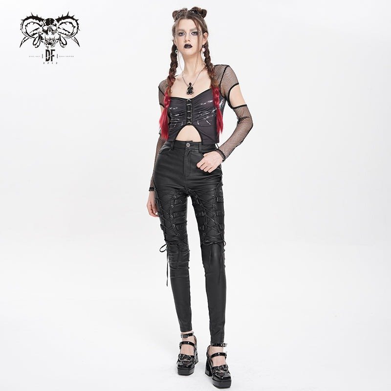 Thigh-drawn punk trousers / レザーパンツ【Devil Fashion】 | Spider