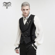 画像1: 【Mens】Gothic dark pattern black vest / ベスト【Devil Fashion】 (1)