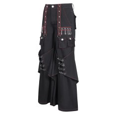画像8: 【Mens】Twill material contrasting red thick thread wide leg/ ワイドパンツ【Devil Fashion】 (8)
