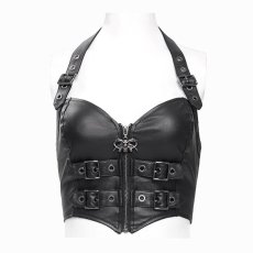 画像1: Punk Stretchy Twill Halter Short Vest / ベスト【Devil Fashion】 (1)