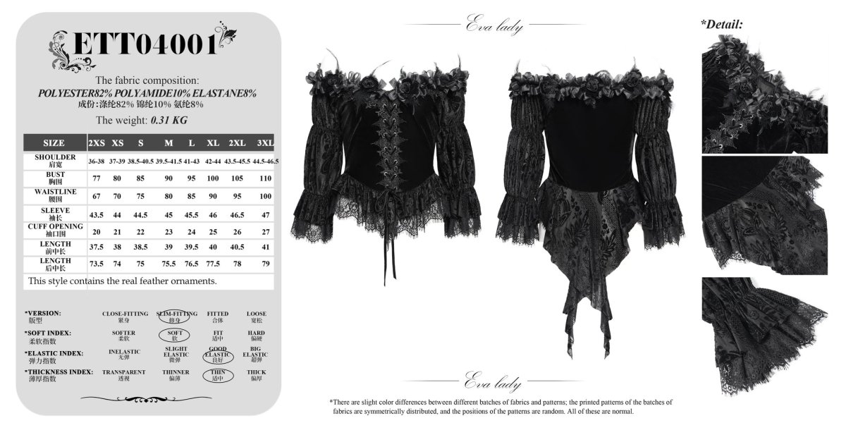 画像13: Black Off-shoulder three-quarter sleeve / ブラウス【Devil Fashion】 (13)