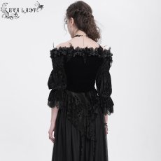 画像6: Black Off-shoulder three-quarter sleeve / ブラウス【Devil Fashion】 (6)