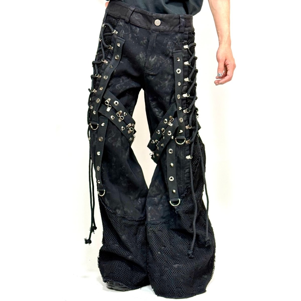画像1: 【Mens】Punk side-drawn wide-leg pants / ワイドパンツ【Devil Fashion】 (1)