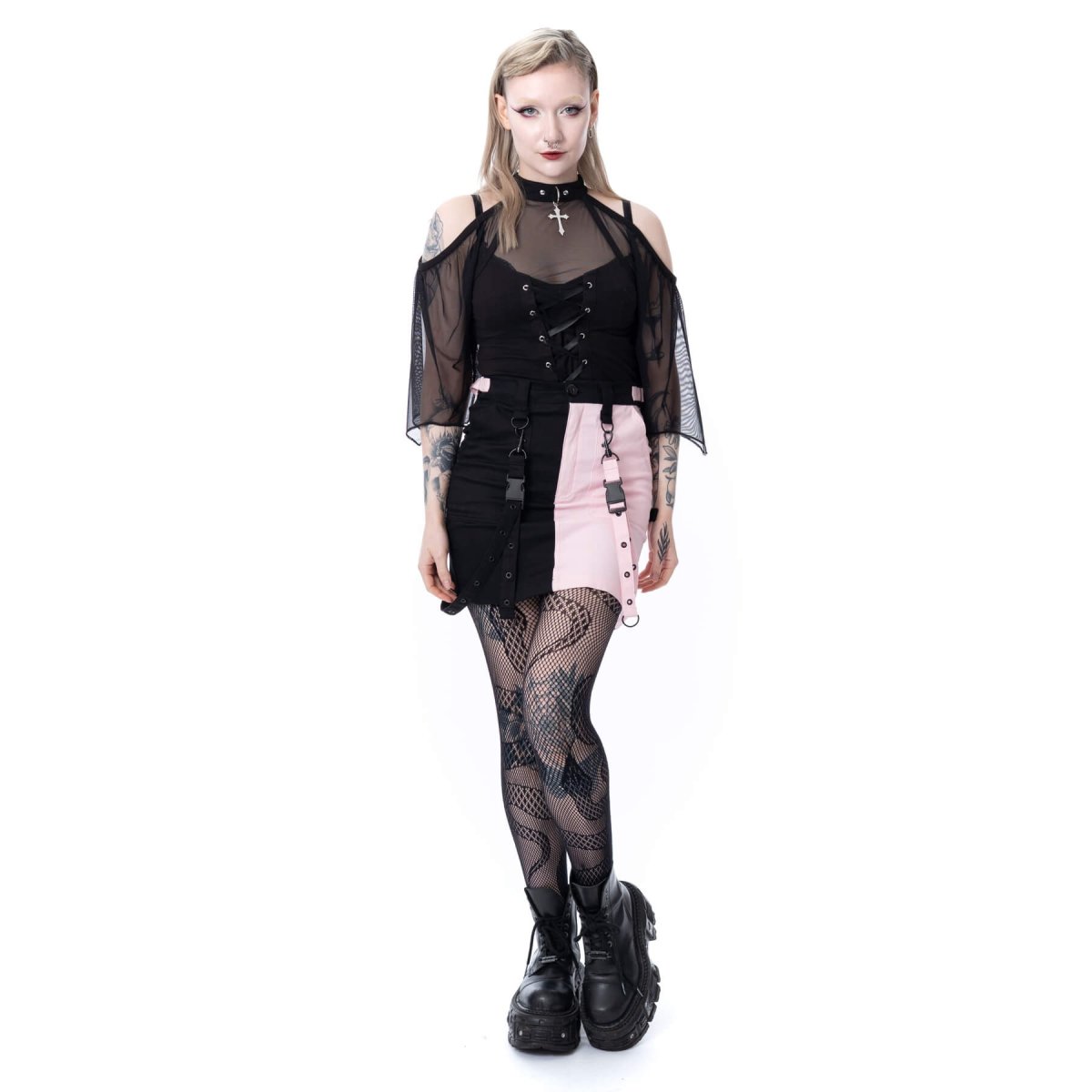 画像7: VEIL AND VOID SKIRT / BLACK×PINK / スカート【Heartless】 (7)