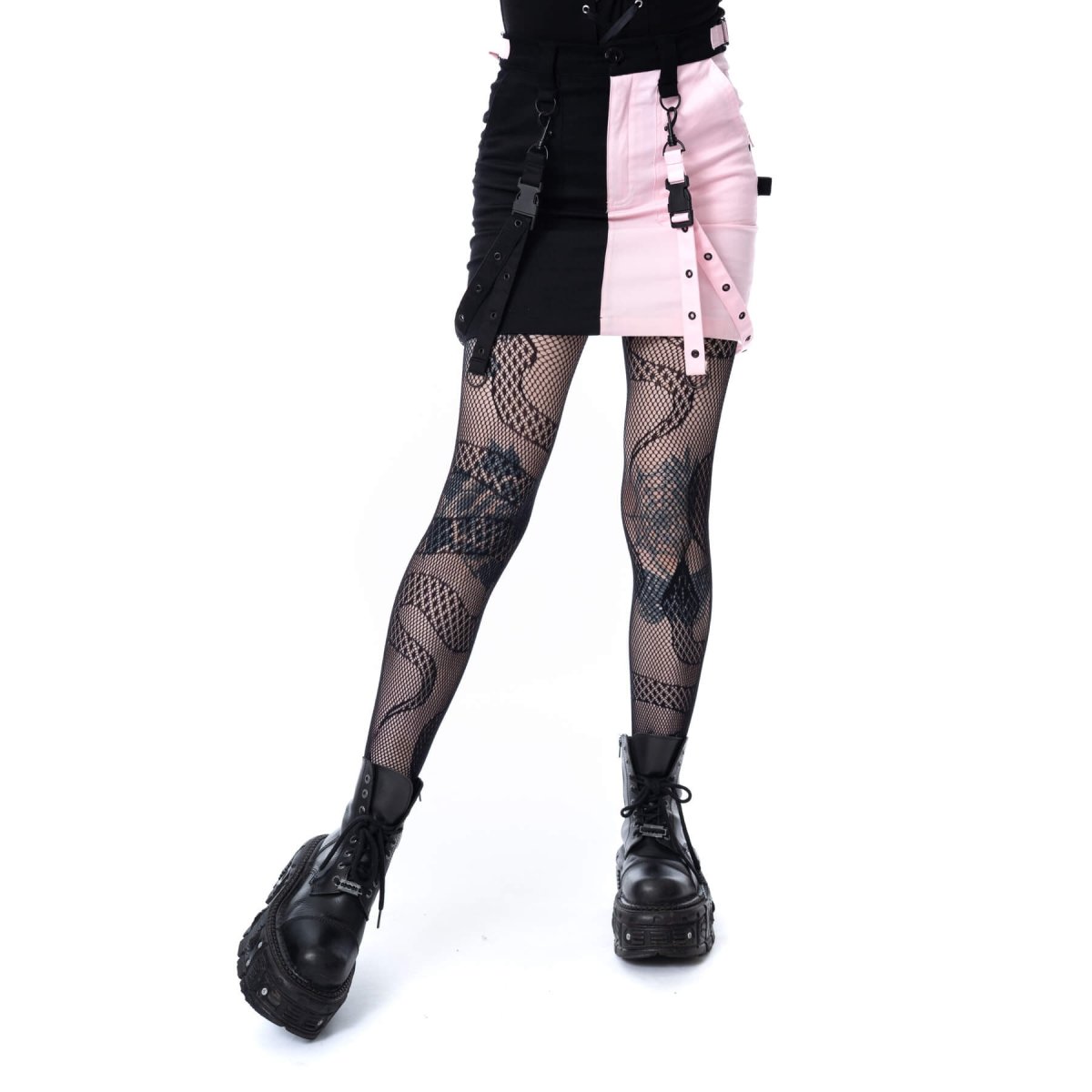 画像1: VEIL AND VOID SKIRT / BLACK×PINK / スカート【Heartless】 (1)