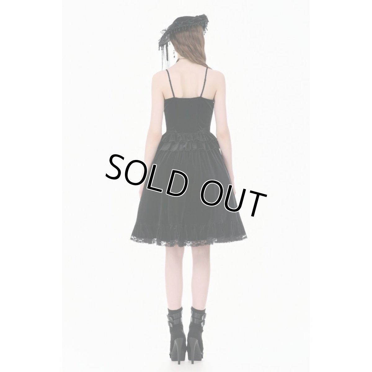 画像9: Dark Lolita Skirt in Matte Velvet with Lace Trims / スカート【DARK IN LOVE】 (9)