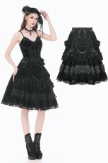 画像1: Dark Lolita Skirt in Matte Velvet with Lace Trims / スカート【DARK IN LOVE】 (1)