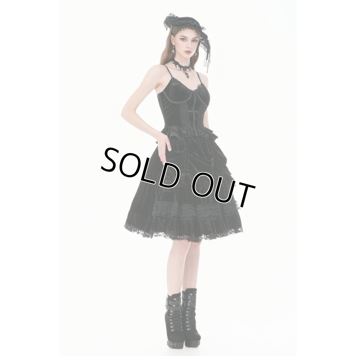 画像5: Dark Lolita Skirt in Matte Velvet with Lace Trims / スカート【DARK IN LOVE】 (5)