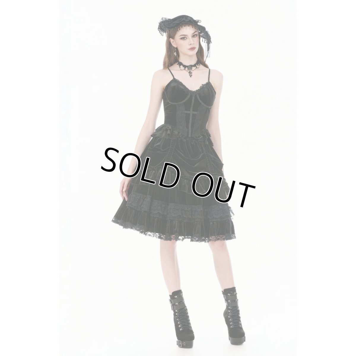 画像6: Dark Lolita Skirt in Matte Velvet with Lace Trims / スカート【DARK IN LOVE】 (6)