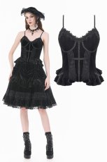 画像1: Patchwork Coffin and Cross Trimmed Cami Top / トップス【DARK IN LOVE】 (1)